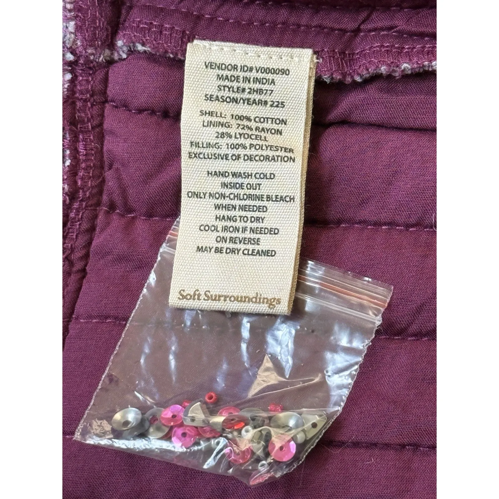 Soft Surroundings Jacket MP Petite Quilted Boheme Voile Peplum Open Sequined - Image 6