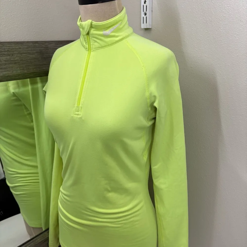 Nike Yellow Fitted 3/4 zip dri-fit compression Long Sleeve Tee - Image 14