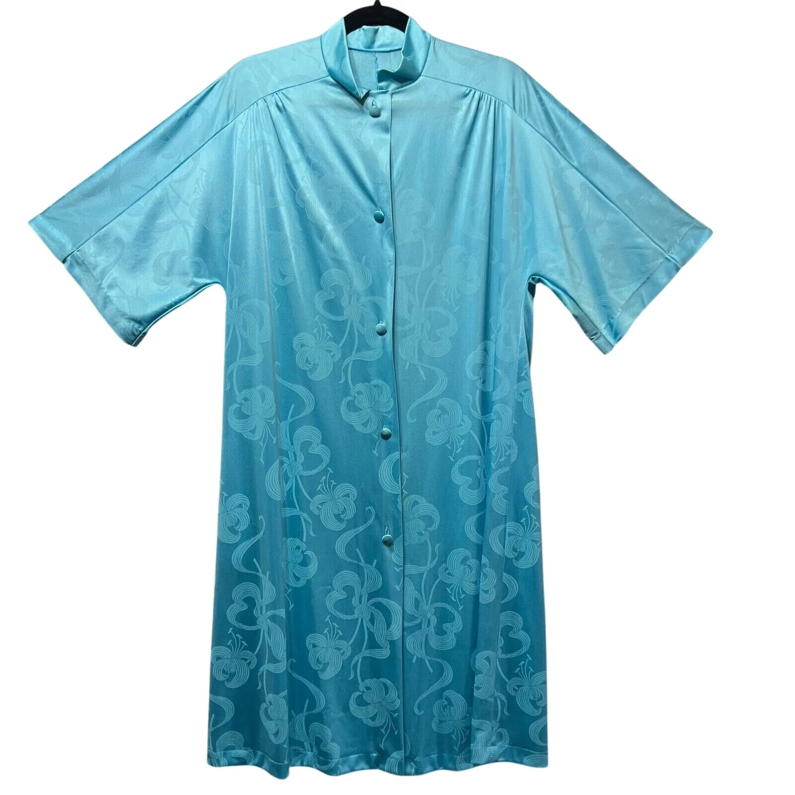 Vintage 70s Vanity Fair Robe House Coat Lounger Cover Up Floral Print Medium - Image 1