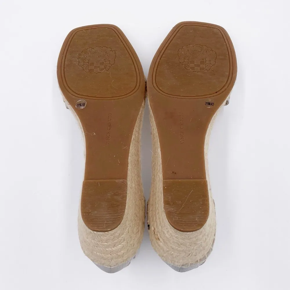 Vince Camuto Jesla Leather Espadrille Wedge Sandal Silver Women's Size 11M - Image 9