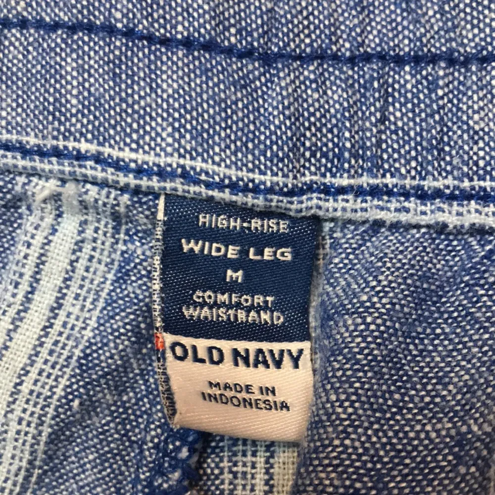 Old Navy Women’s Linen Blend High-Rise Wide Leg Striped Blue White Pants - Image 7