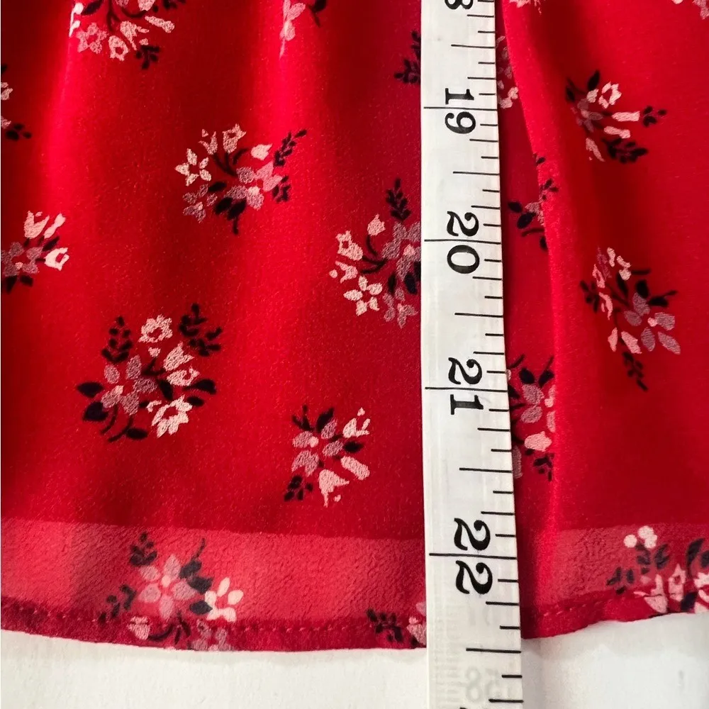 Madewell Floral Print Peplum Blouse Long Sleeve V Neck Red Top XS Romantic Class - Image 9