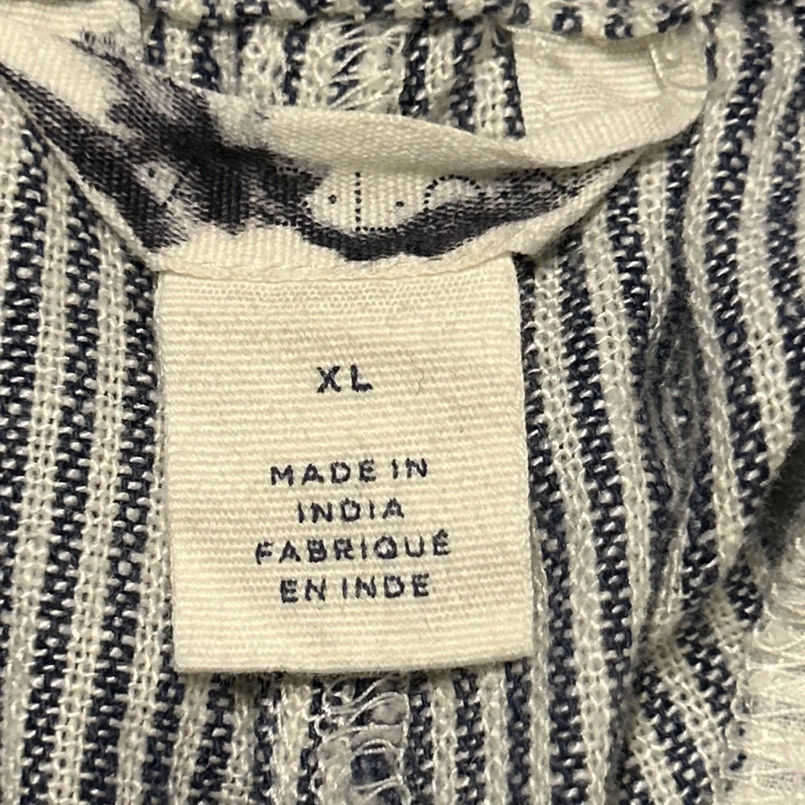 Caslon Linen Blend Striped Cropped Pants Womens XL Blue White Elastic Waist - Image 3