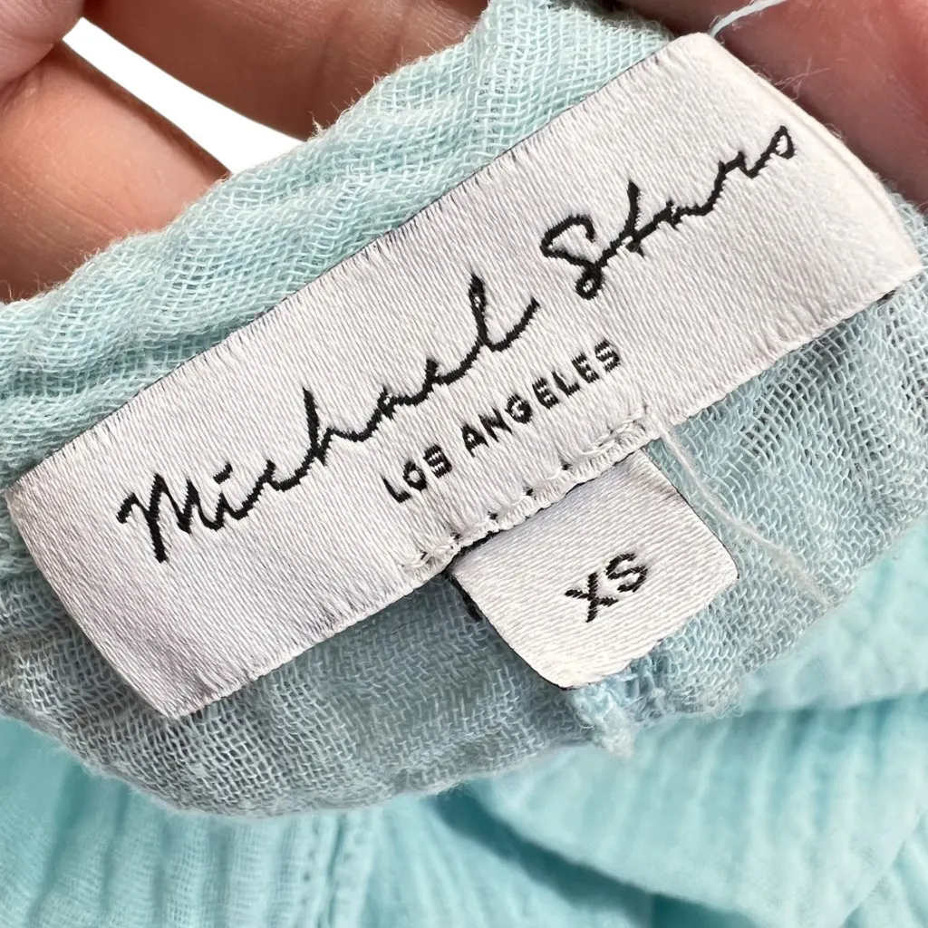 Michael Stars Draya Gauzy Cotton V-Neck Top in Aqua Blue Size XS - Image 10