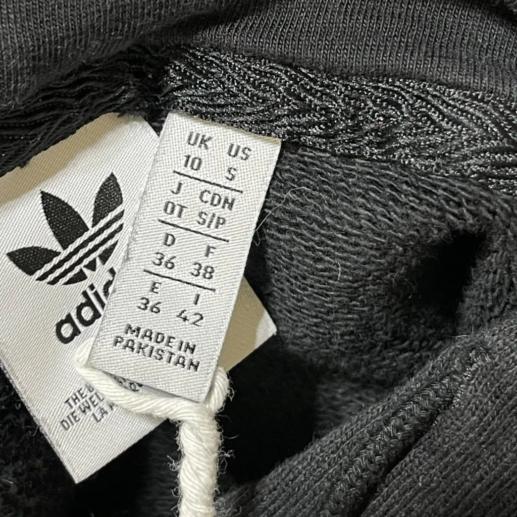 Adidas Trefoil Hoodie Sweatshirt Black White Logo S Small Women's - Image 4