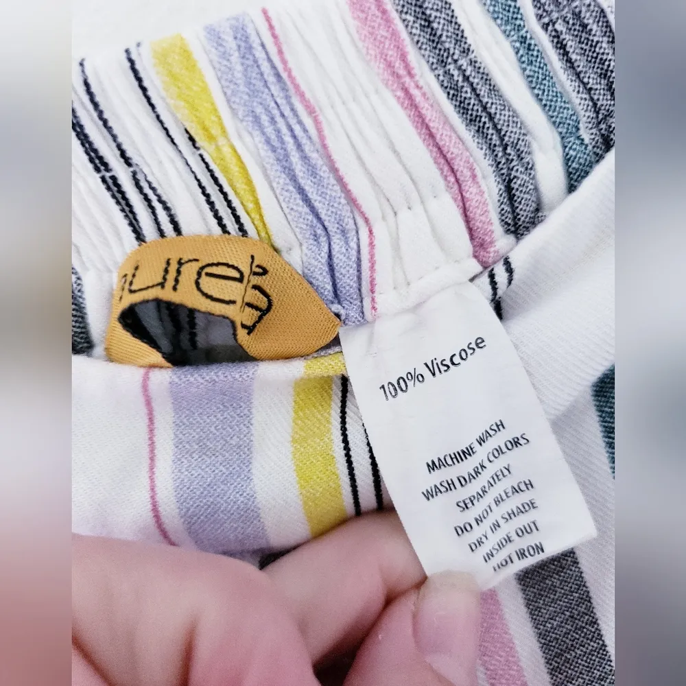 Aurelia Stripped Distressed Boho Wide Leg Ankle Pants Size M - Image 8