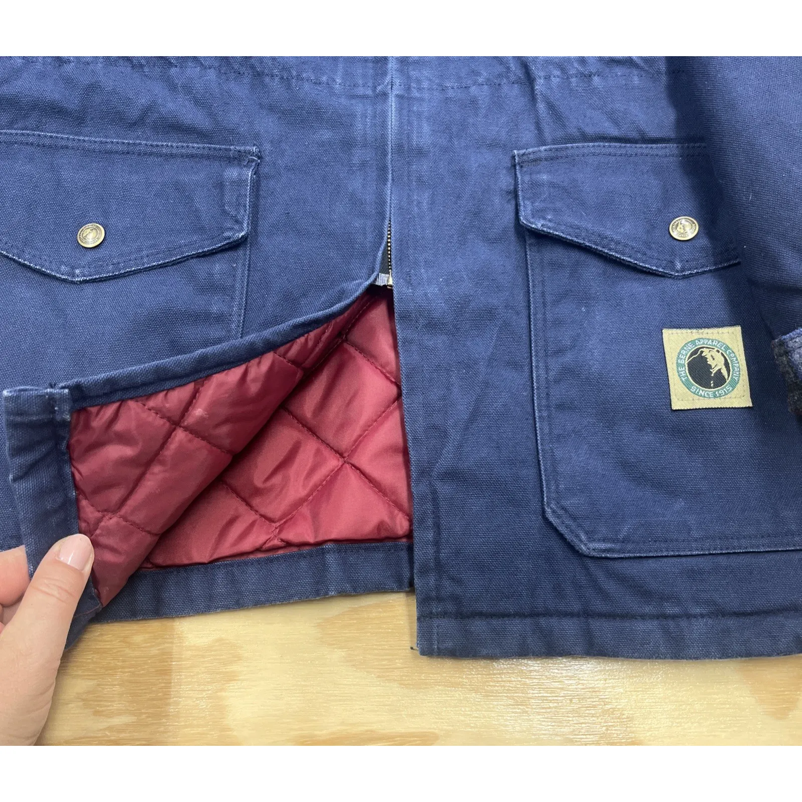 Berne Heavy Work Duck Canvas Chore Coat Jacket Womens Large Pockets Blue - Image 12