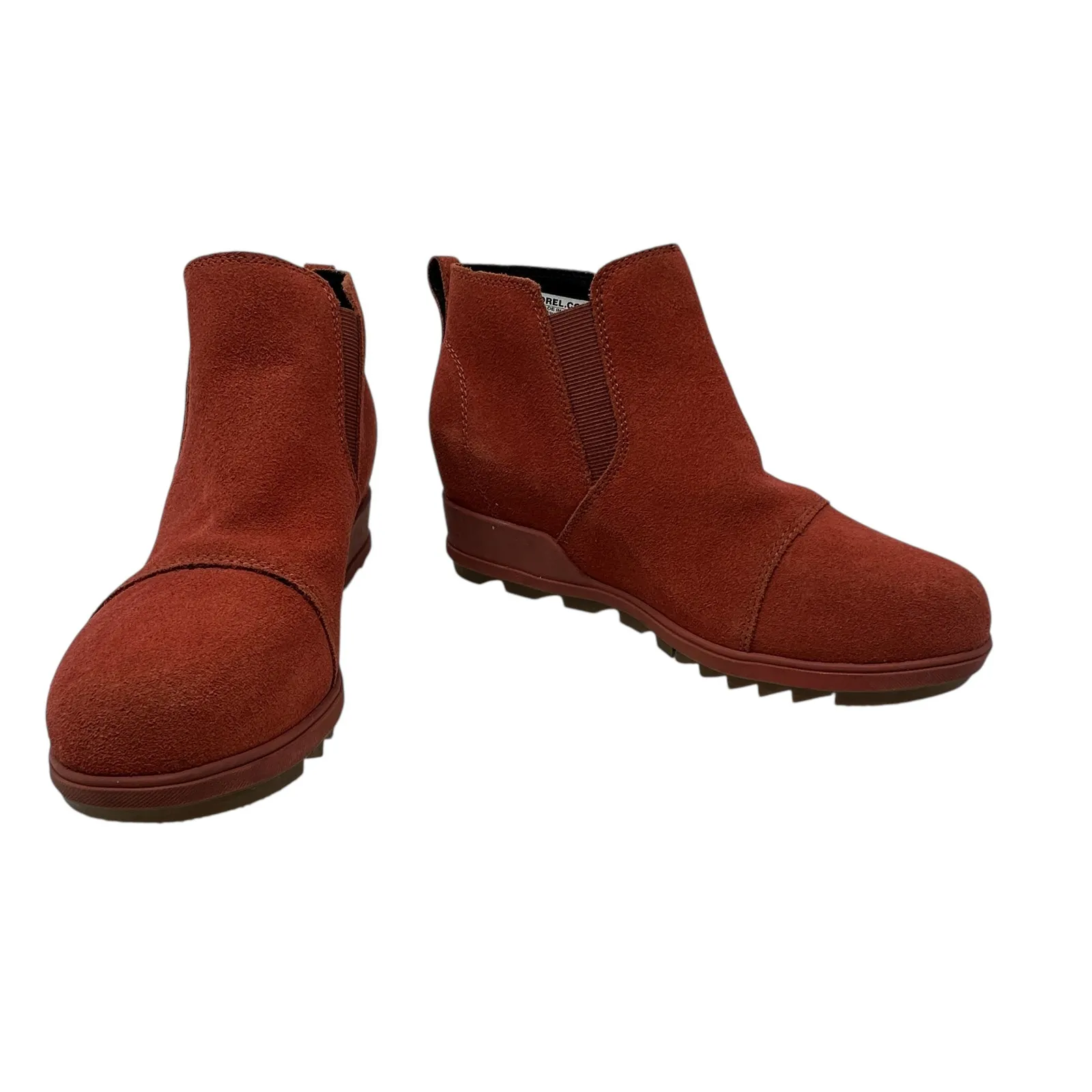 Sorel Evie Booties Boots Pull-On Wedge Heel  Waterproof Suede Red Size US 8‎ - Image 6