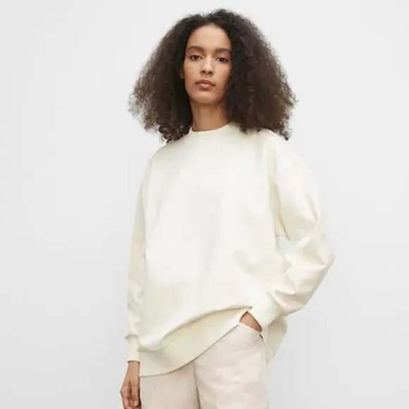 Club Monaco Cream Pink Colorblock Crewneck Pullover Sweatshirt Size Small - Image 3