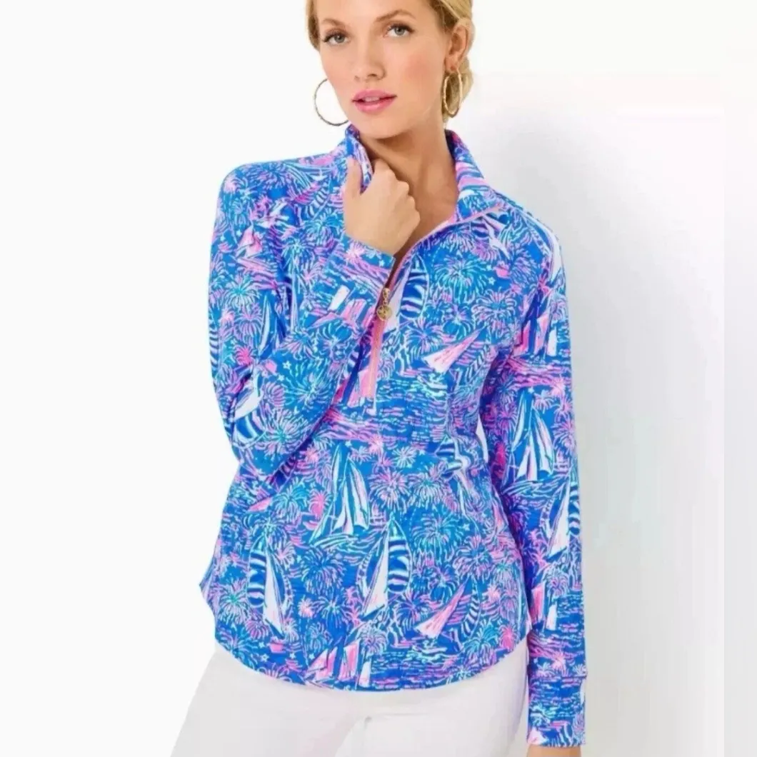 Lilly Pulitzer UPF 50+ Skipper Popover Boca Blue Its‎ A Sailabration Size S - Image 6