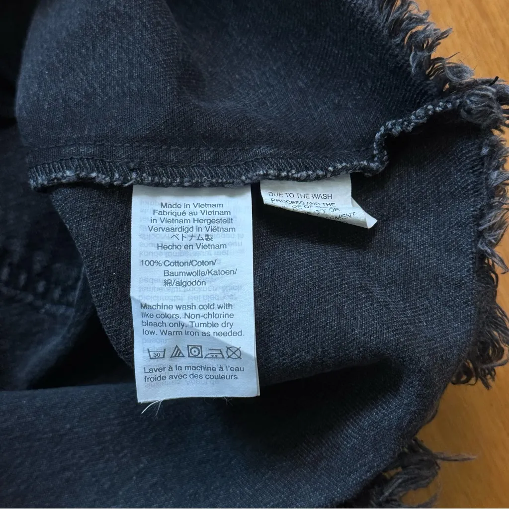 Madewell Rigid Denim A-Line Skirt Charcoal Gray 26 EUC Goth Grunge Witchy Frayed - Image 13