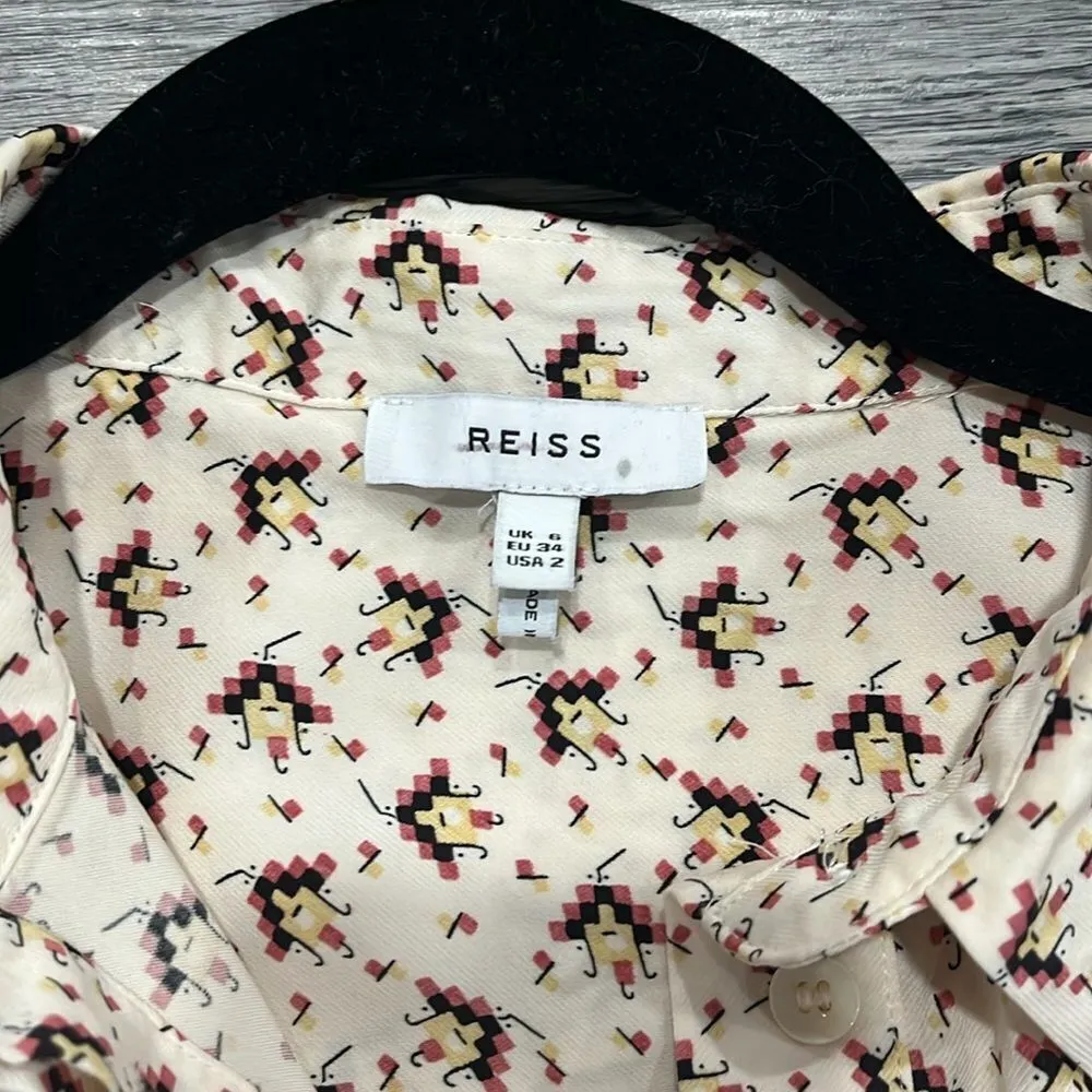 Reiss NWOT Pia Printed Geometric half button up - 2 ($228) - Image 9