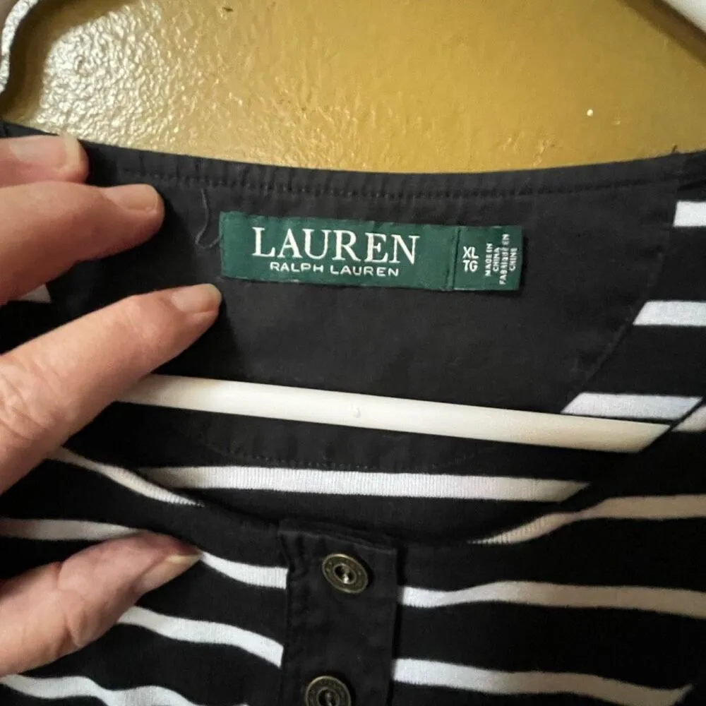 LRL Ralph Lauren size XL 100% cotton striped nautical top. - Image 5