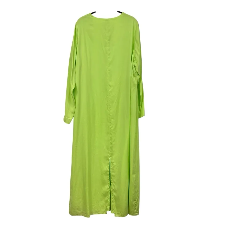 MARA HOFFMAN Naliyah V-Neck Maxi Dress Chartreuse Neon Green Bell Sleeve Size 16 - Image 4
