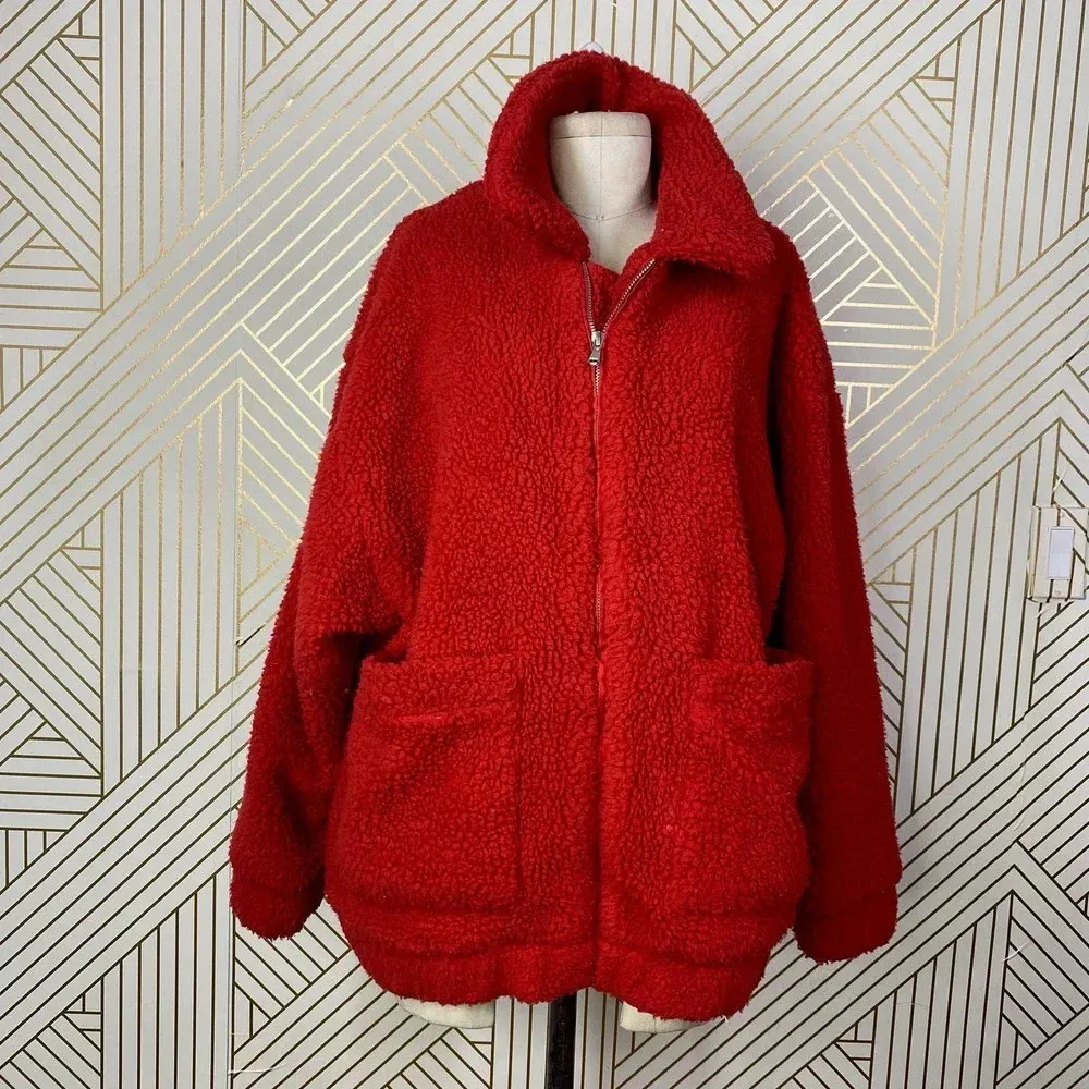 I.AM.GIA‎ Pixie Teddy Coat Red Sherpa Fleece - Image 3
