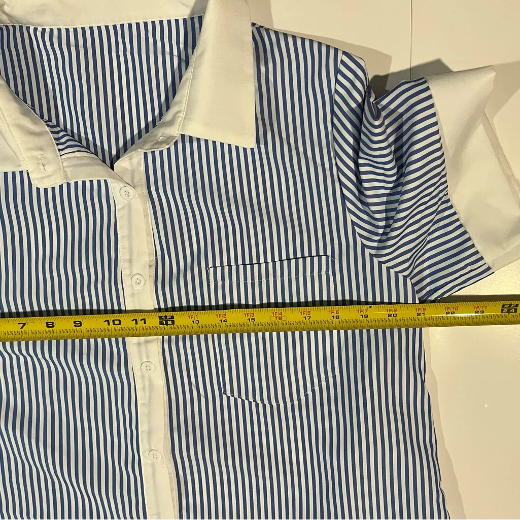 SHEIN Blue and White Striped Button Down Shirt - Image 3