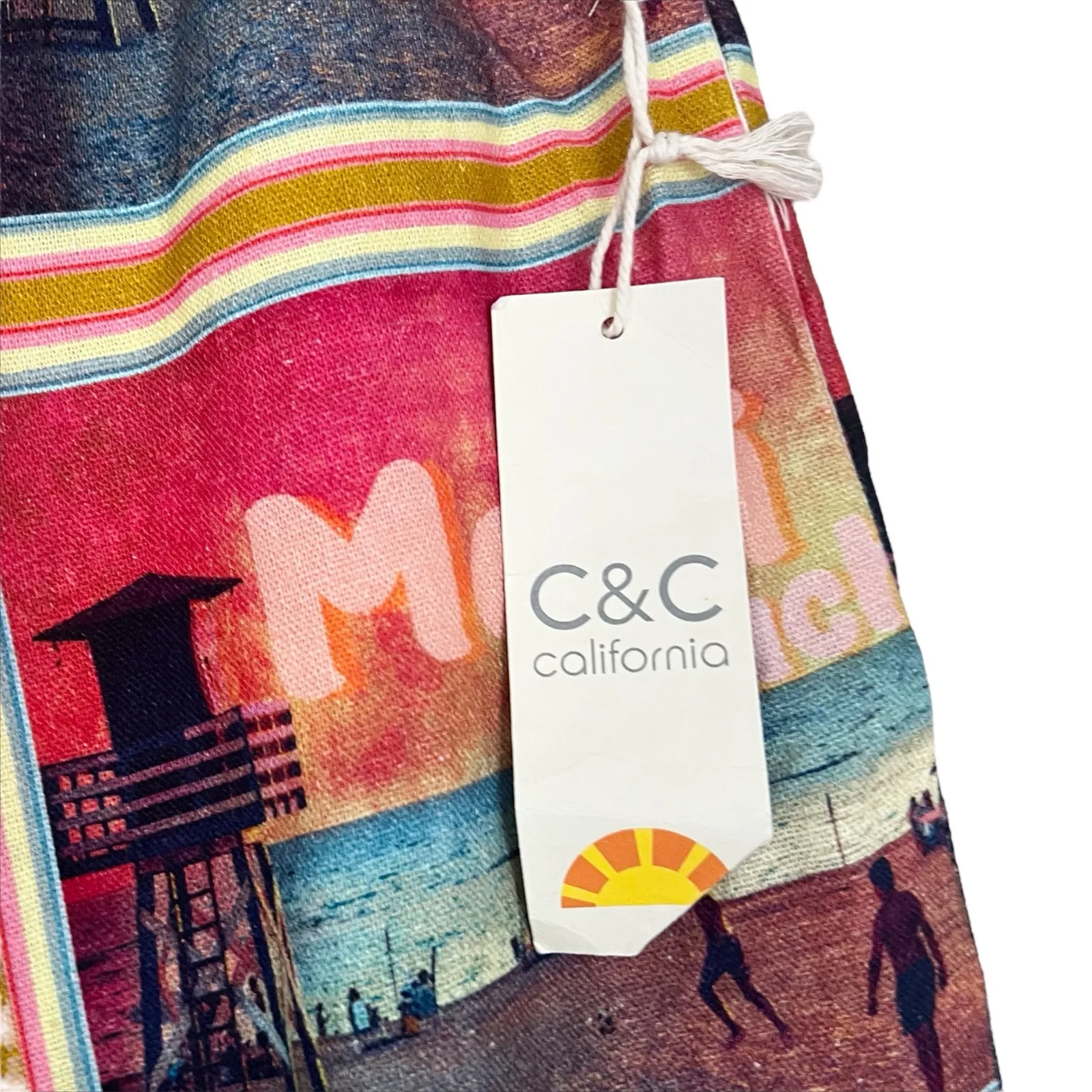 NWT C&C California Maui Beach Tropical Print Linen Blend Pants Size Small - Image 5