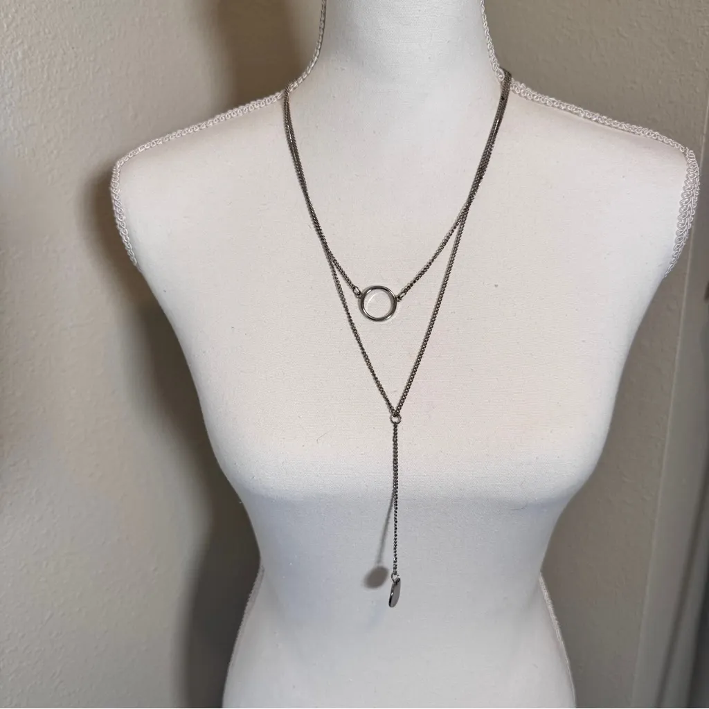 Silver Tone Chain Necklace Minimalist Layered - Image 9
