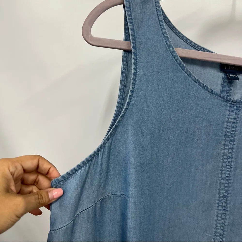 J.Jill Denim large Sleeveless Tunic high low frayed hem 100% Tencel Lyocell - Image 3