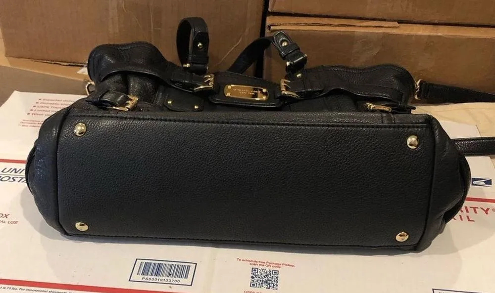 MICHAEL KORS Gansevoort Black Tumbled Leather Shoulder Bag Crossbody Totei - Image 16