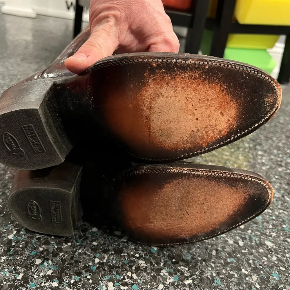 Vntg Justin's Butterfly Inlay Chocolate Leather Western Boots X2674 Sz 5.5B Box - Image 7