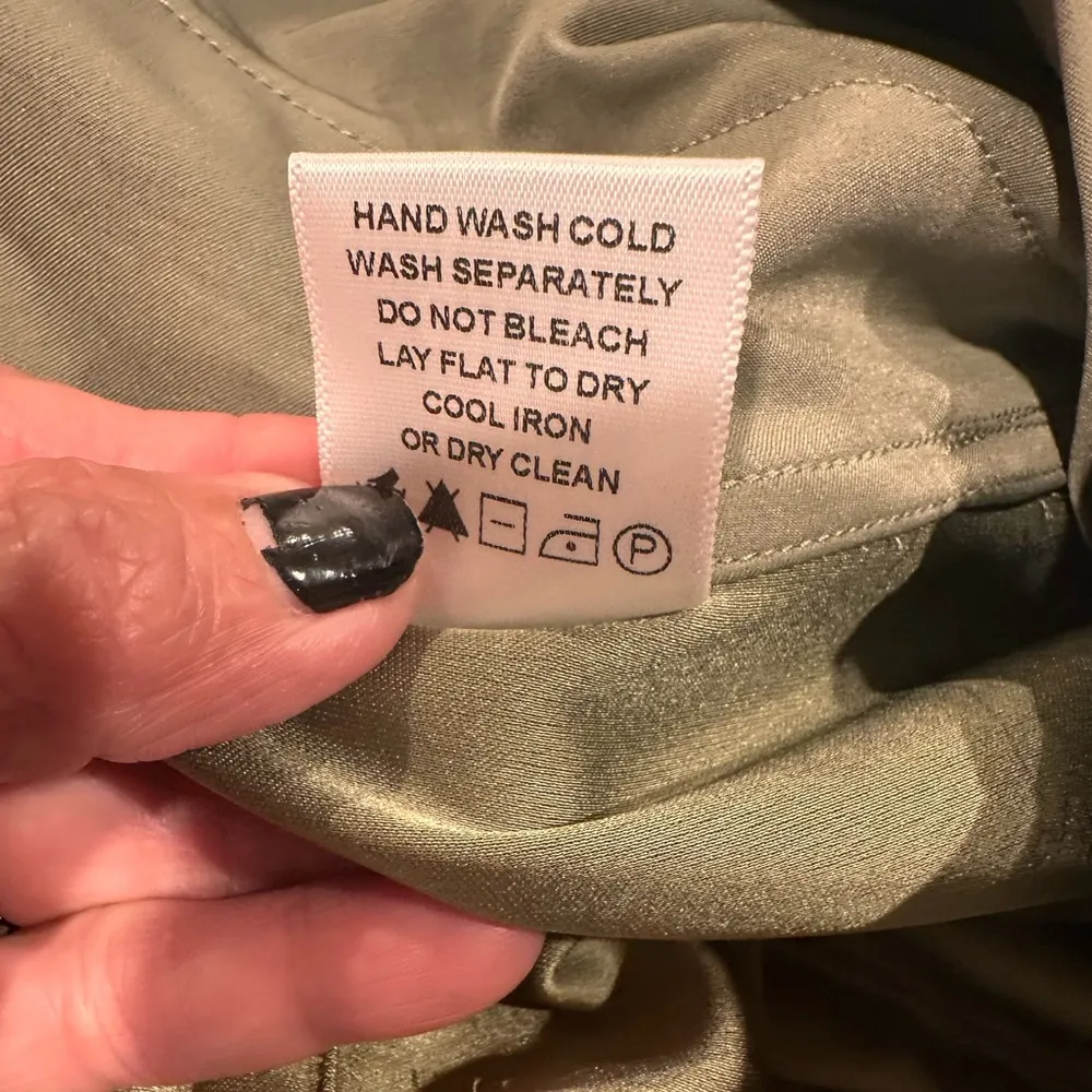 NEW SONG OF STYLE WOMENS Olive Green Satin Pants XS WIDE LEG - Image 12