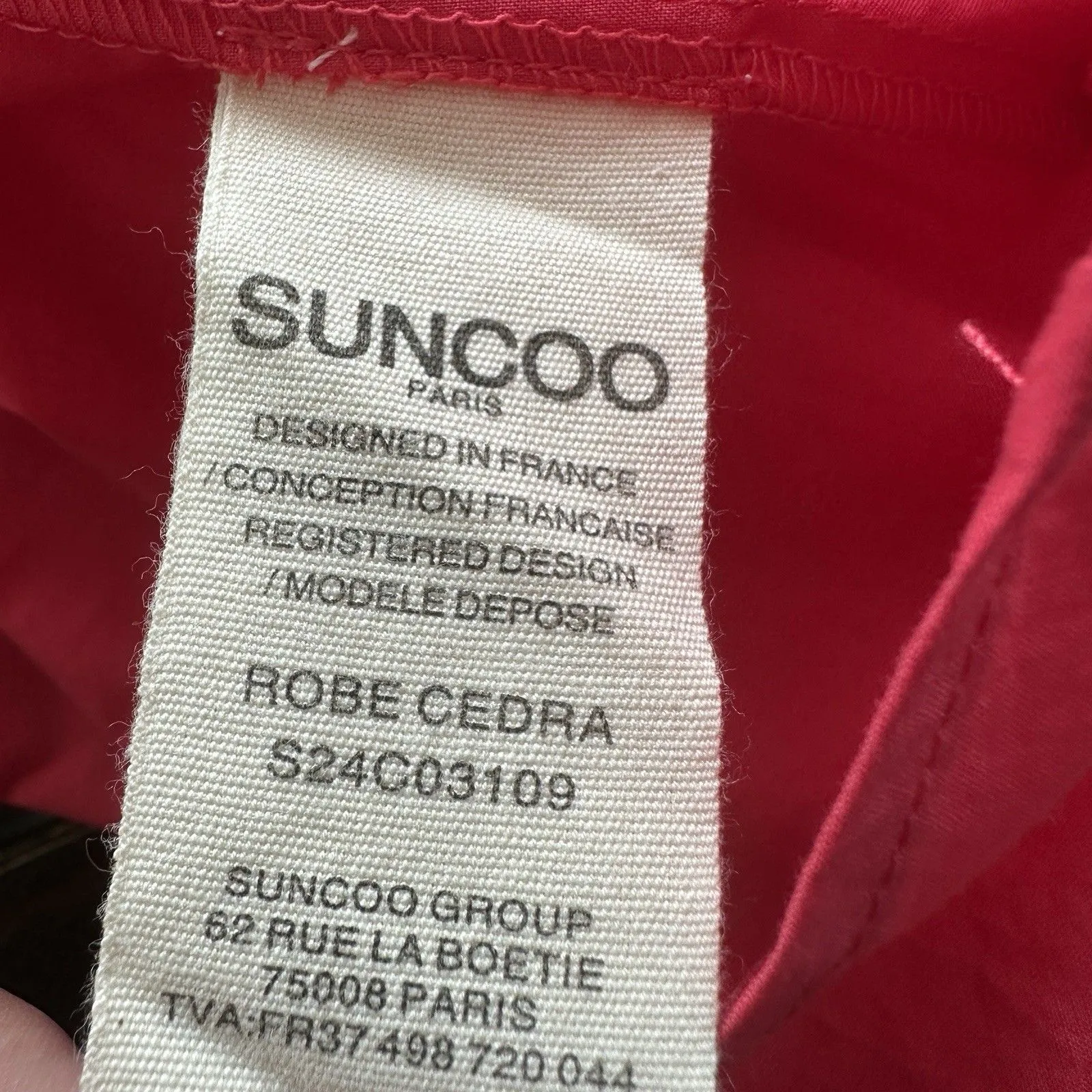 NWT Suncoo Paris Cedra Dress Eylet Midi Organic Cotton France T1 Red - Image 8