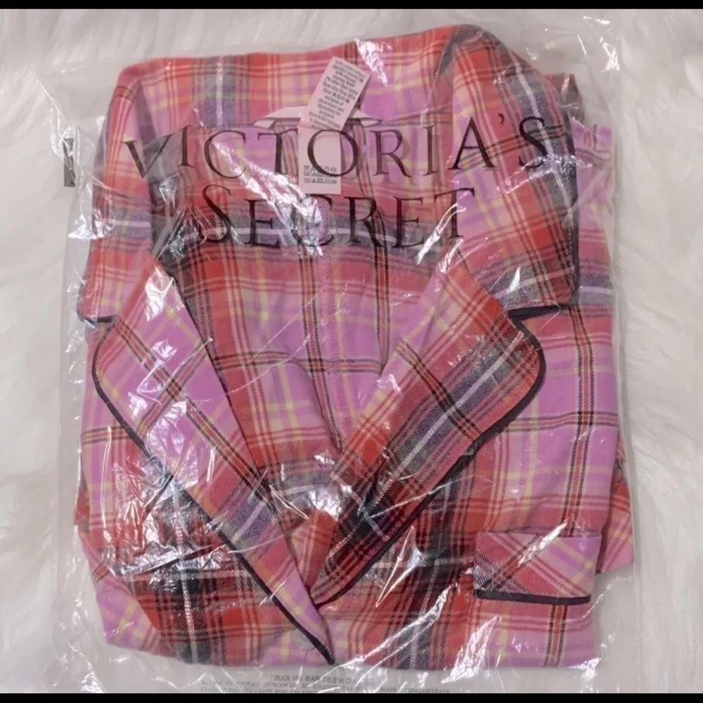 Victoria Secret Pink Red Purple Plaid Sleep Shorts Romper Pajamas Lounge - Image 2
