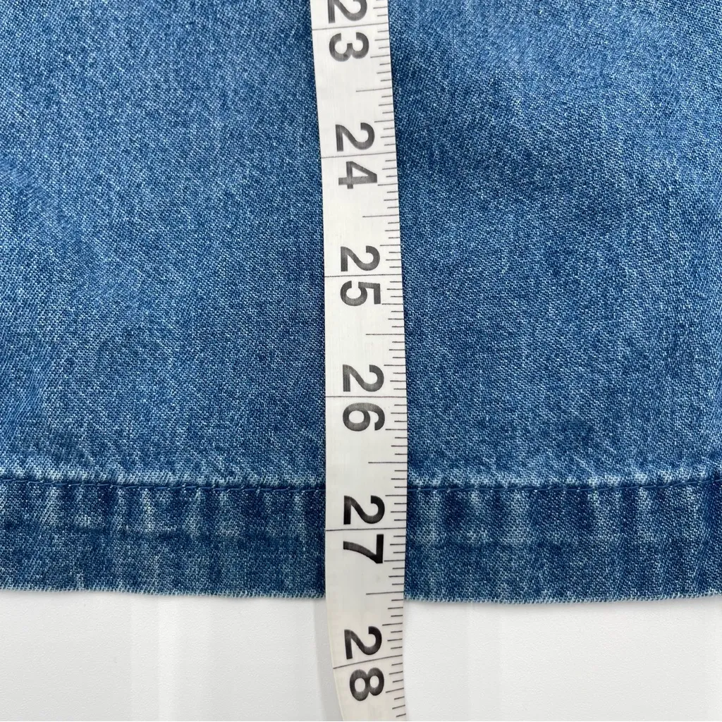 New Direction Floral Embroidered Blue Denim Jean Shirt Jacket Women’s Large - Image 12