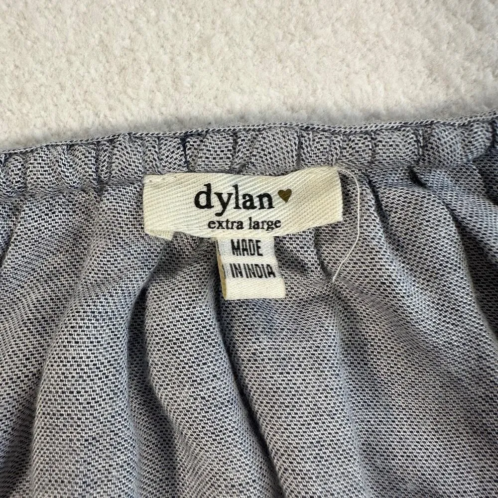 Dylan Tunic Top Womens X-Large Blue/Gray Stripe V-Neck Long Sleeve Boho Tassel - Image 3