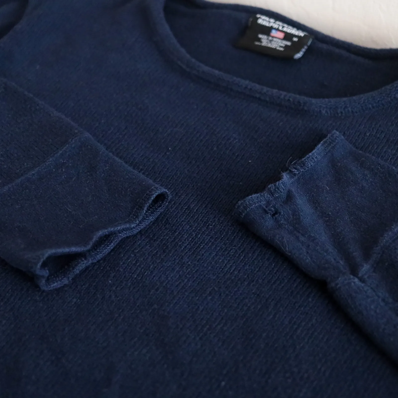 Polo Jeans Co. Ralph Lauren Knit Sweater Striped Logo Pullover Navy Blue M Y2K Blue Size M - Image 7
