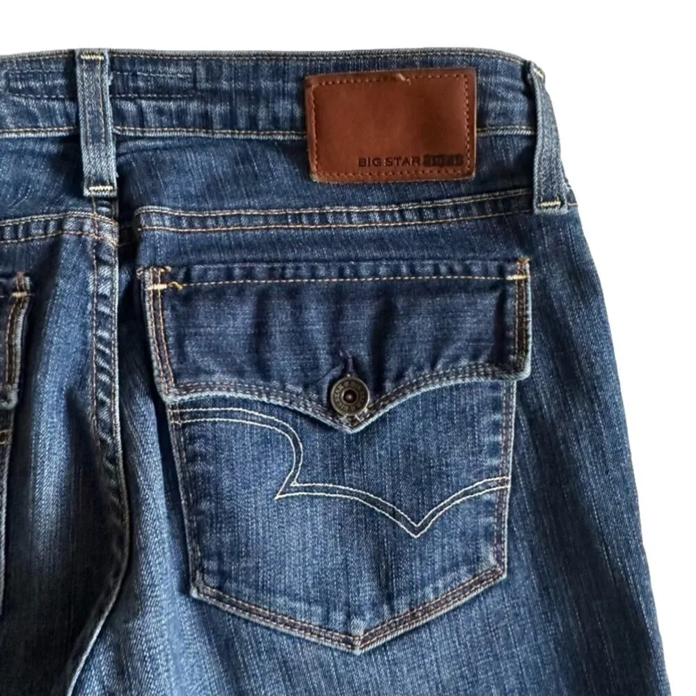 Big Star Jeans Low Rise Remy Flap Pocket Embroidered Bootcut Stretch Size 30L - Image 9
