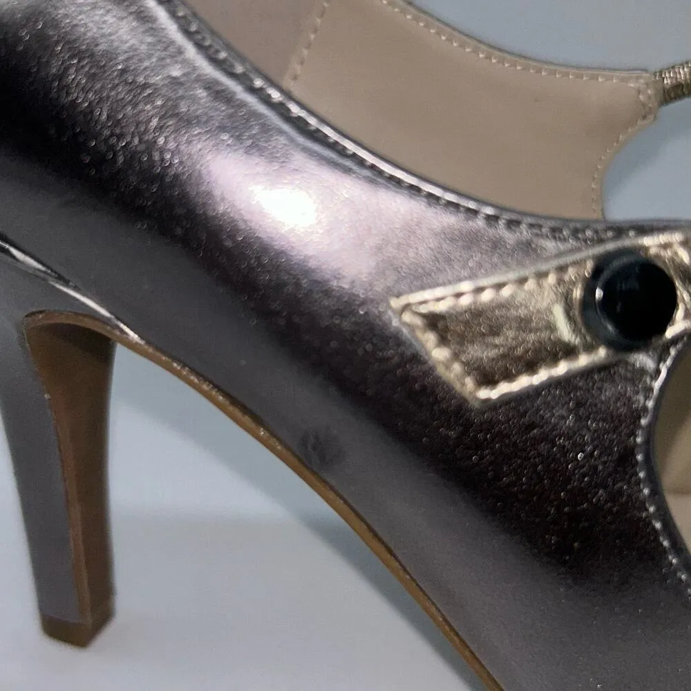 Alfani Step‎ N Flex Heels Womens 10M Dark Pewter Gold Straps Siennahp Pumps NEW - Image 7