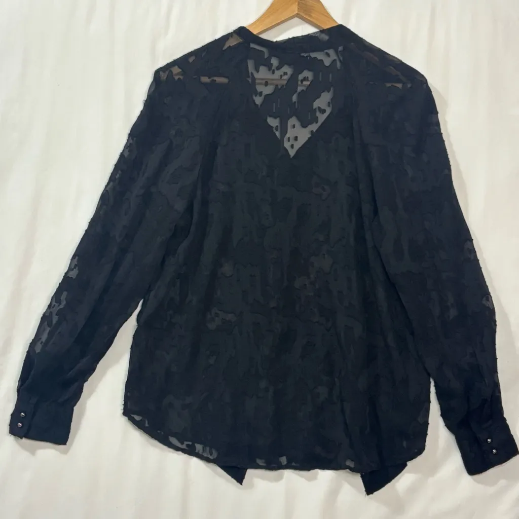 Nicola by EK Black Sheer top Women's Sz M Whimsigoth Steampunk Old Money Size M - Image 2