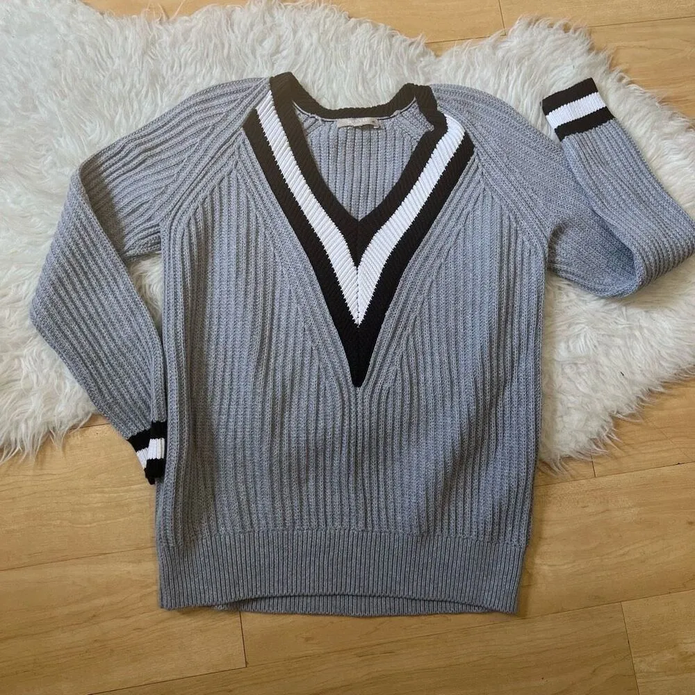 Joan Vass Deep V Knit Printed Detailed Sweater large - Image 9