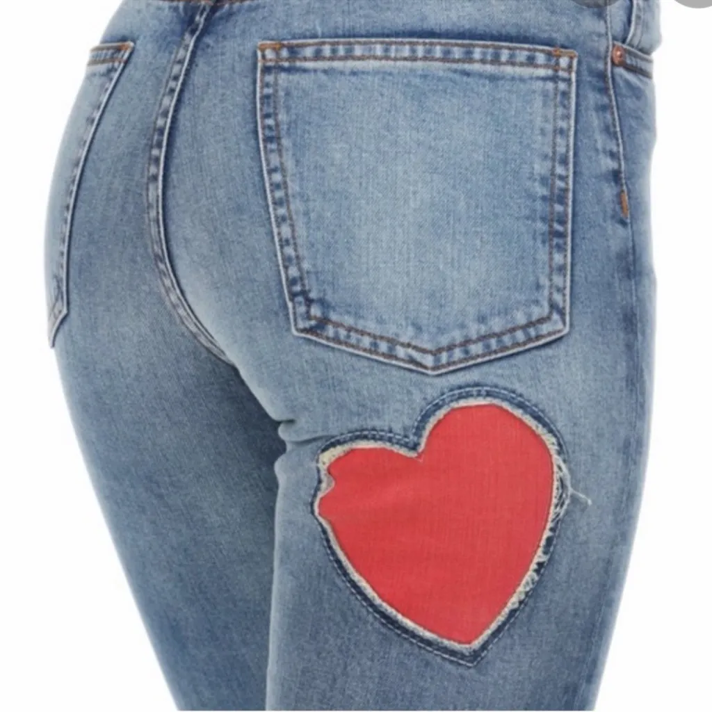 Revice Revolve Women’s Mon Amour Heart Butt Cropped Slim Fit Jeans Size 27 - Image 9