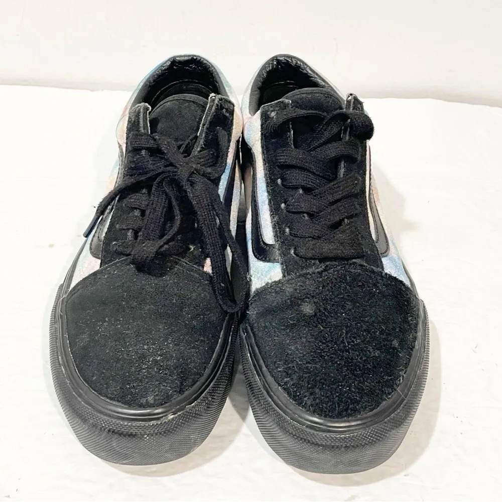 Vans Size 7 Velvet Tie Dye And Black Old Skool Platform RARE Womens - Image 2