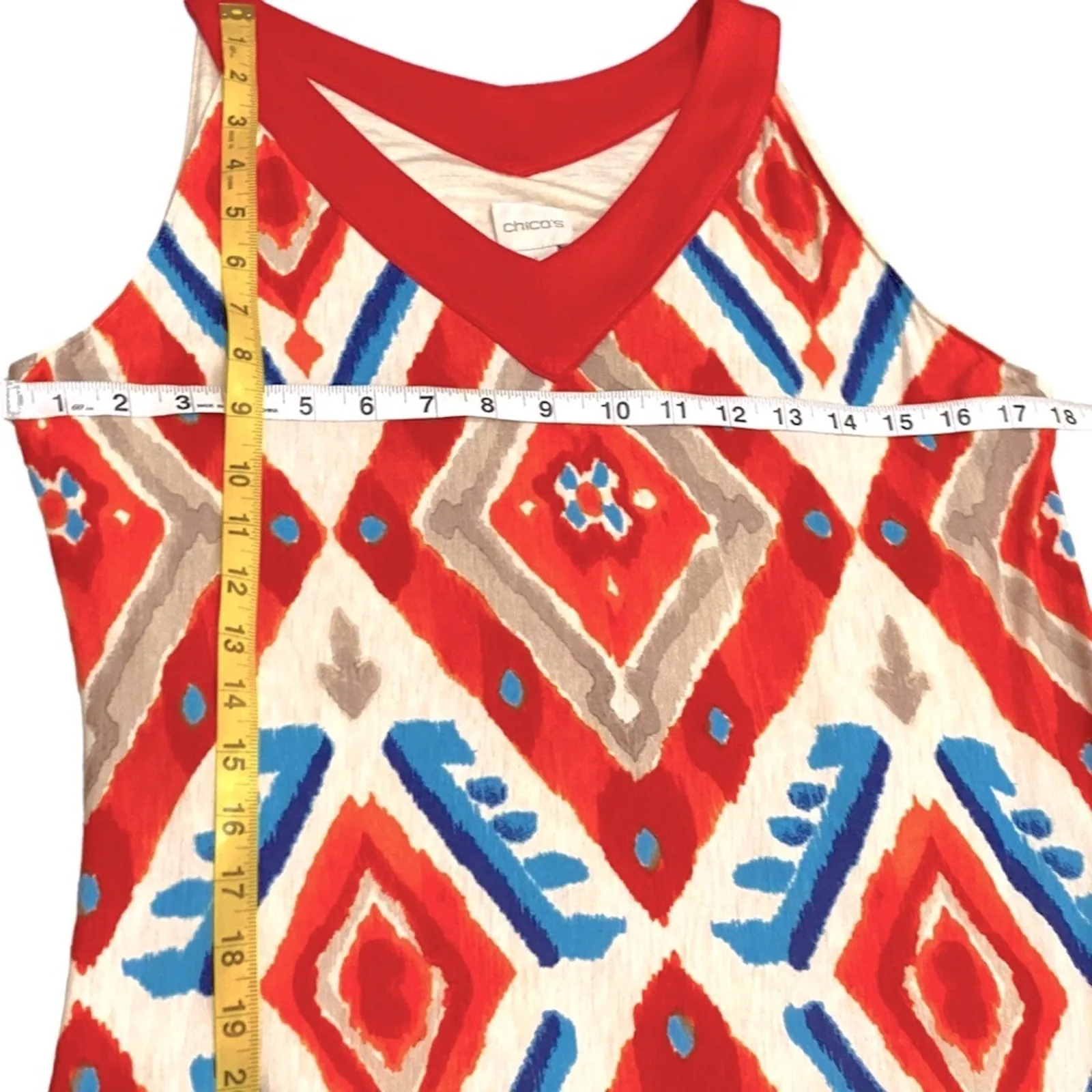 Chico's Medium Maxi Dress Boho Southwest Ikat long Dress Resortwear Vacation - Image 12