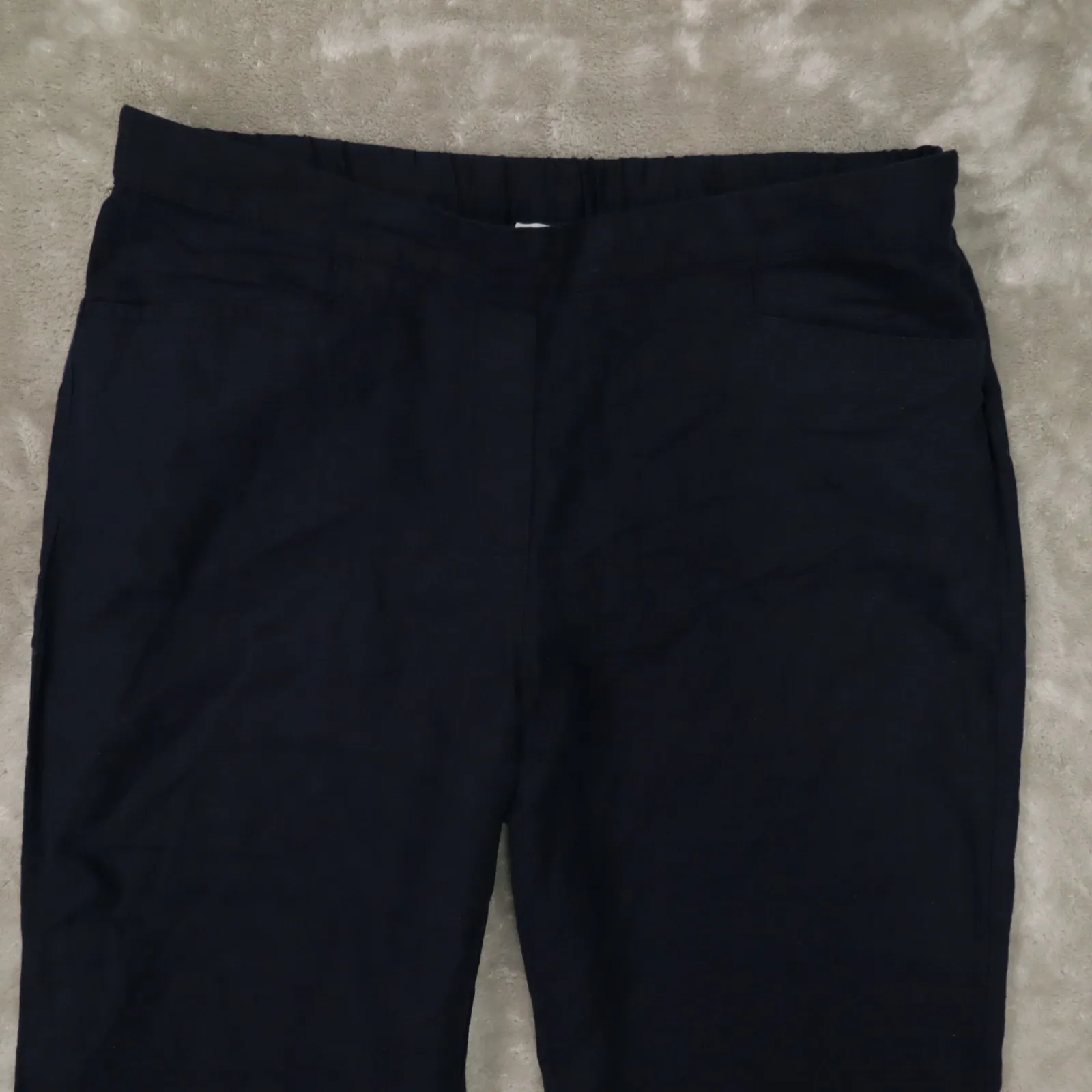 J. Jill Navy Blue Wide Leg Cropped Linen Relaxed Pants Women's Size XL - Image 2