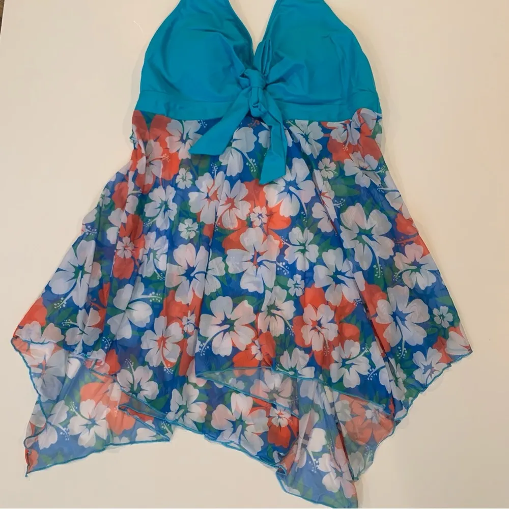 Blue Two Piece Swimsuit Skirt Mesh Bikini Top NWT Size 2XL - Image 10