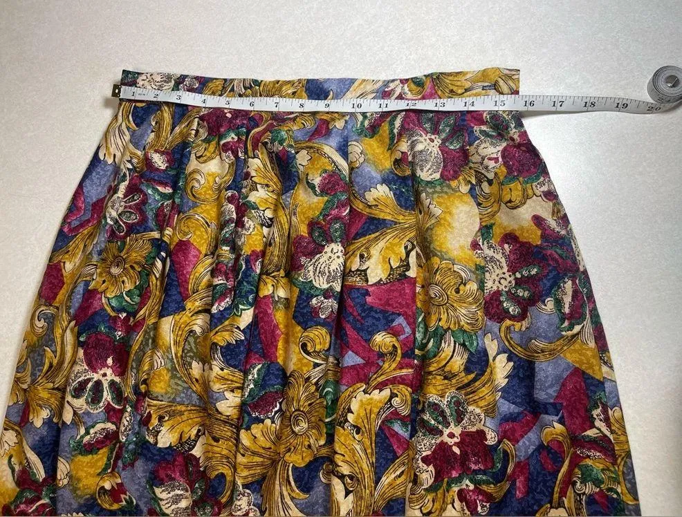 Worthington Petite Women's Vintage Paisley Pleated Front Midi Skirt Size 14P - Image 5