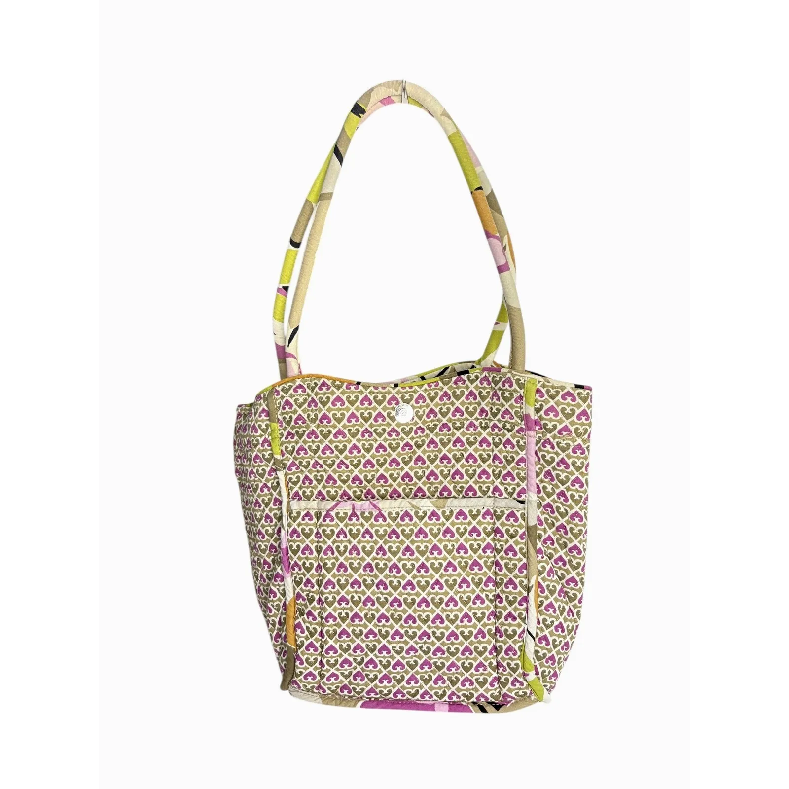 Vera Bradley Quilted "Portobello Road" Floral Abstract Medium Tote Handbag Green - Image 4