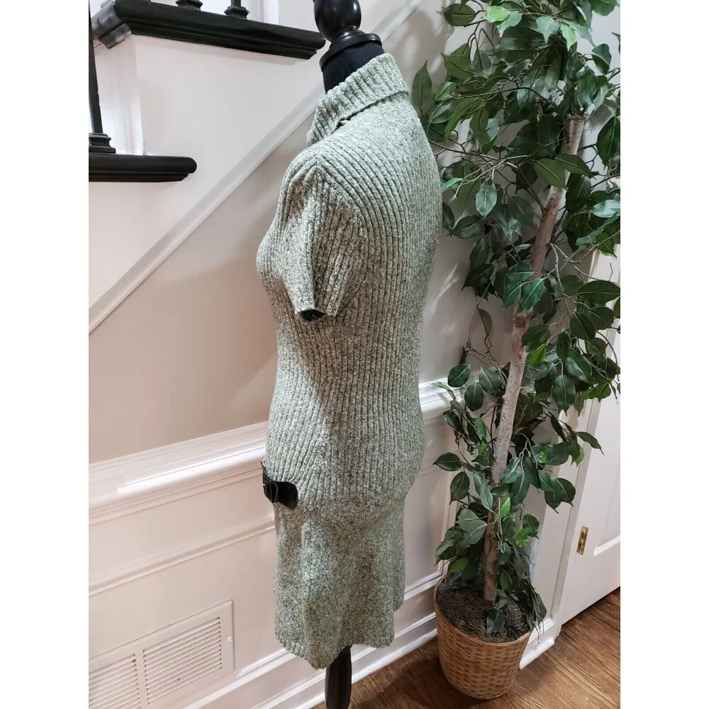 J. J. Always Women's Green Cotton High Neck Short Sleeve Knee Length Dress Large - Image 6