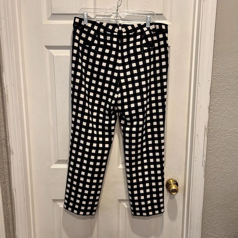 Banana Republic Womens Pants 10 Black White Dress Plaid Avery Ankle‎ Mid Rise - Image 6