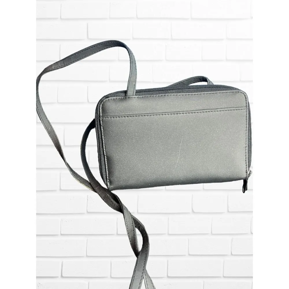 Kathy Ireland Purse Crossbody Grey Blue Flower‎ Floral - Image 2