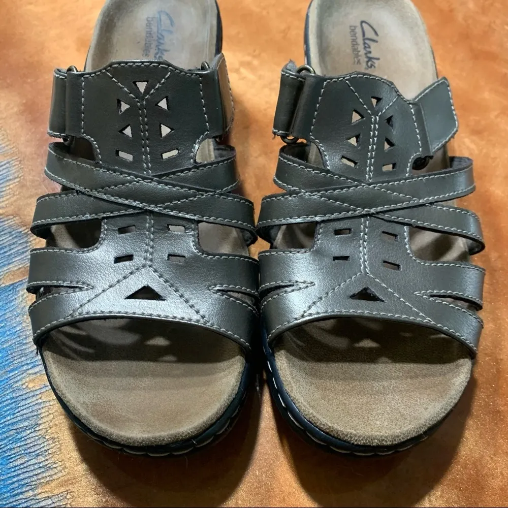 Clarks Bendables Open Toed Wedge Sandals - Image 2