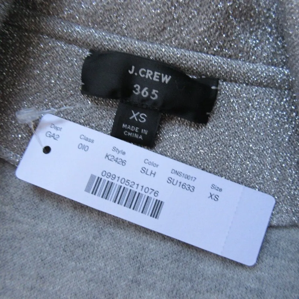 NWT J.Crew 365 Sparkly Sophie in Silver Lurex Gray Open-front Sweater Blazer XS - Image 3