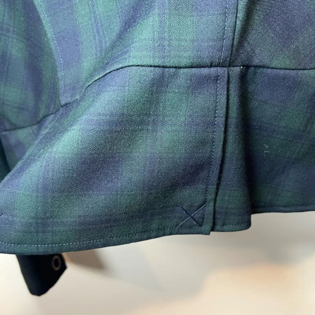 Cabi Tartan Plaid Asymmetrical Zip Moto Jacket Blazer Blue Green Academia Size 6 - Image 14