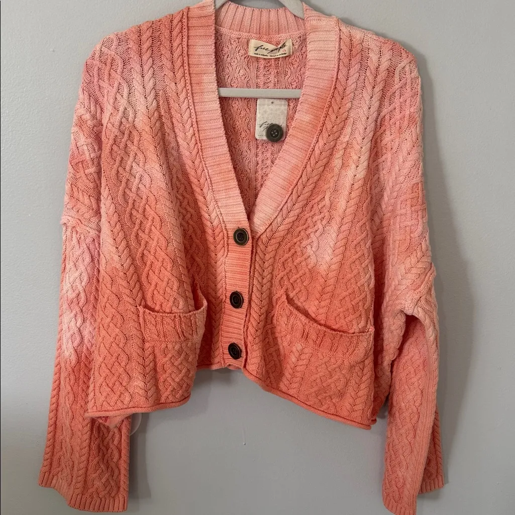 Free People Washed Ashore Cable Knit Cardi Size Small Or Large - Image 3