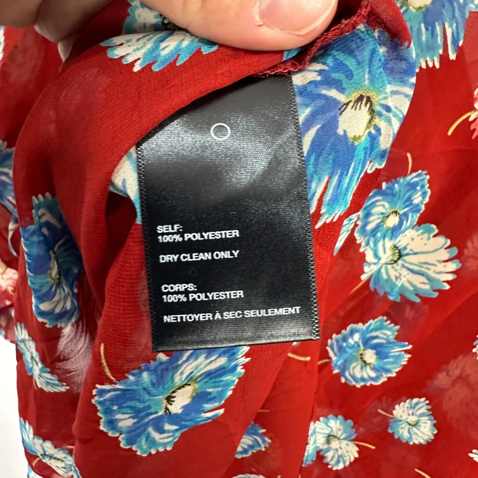 Pins & Needles Red Floral Top Womens Medium Short Sleeve Sheer Boho Indie Layer - Image 7